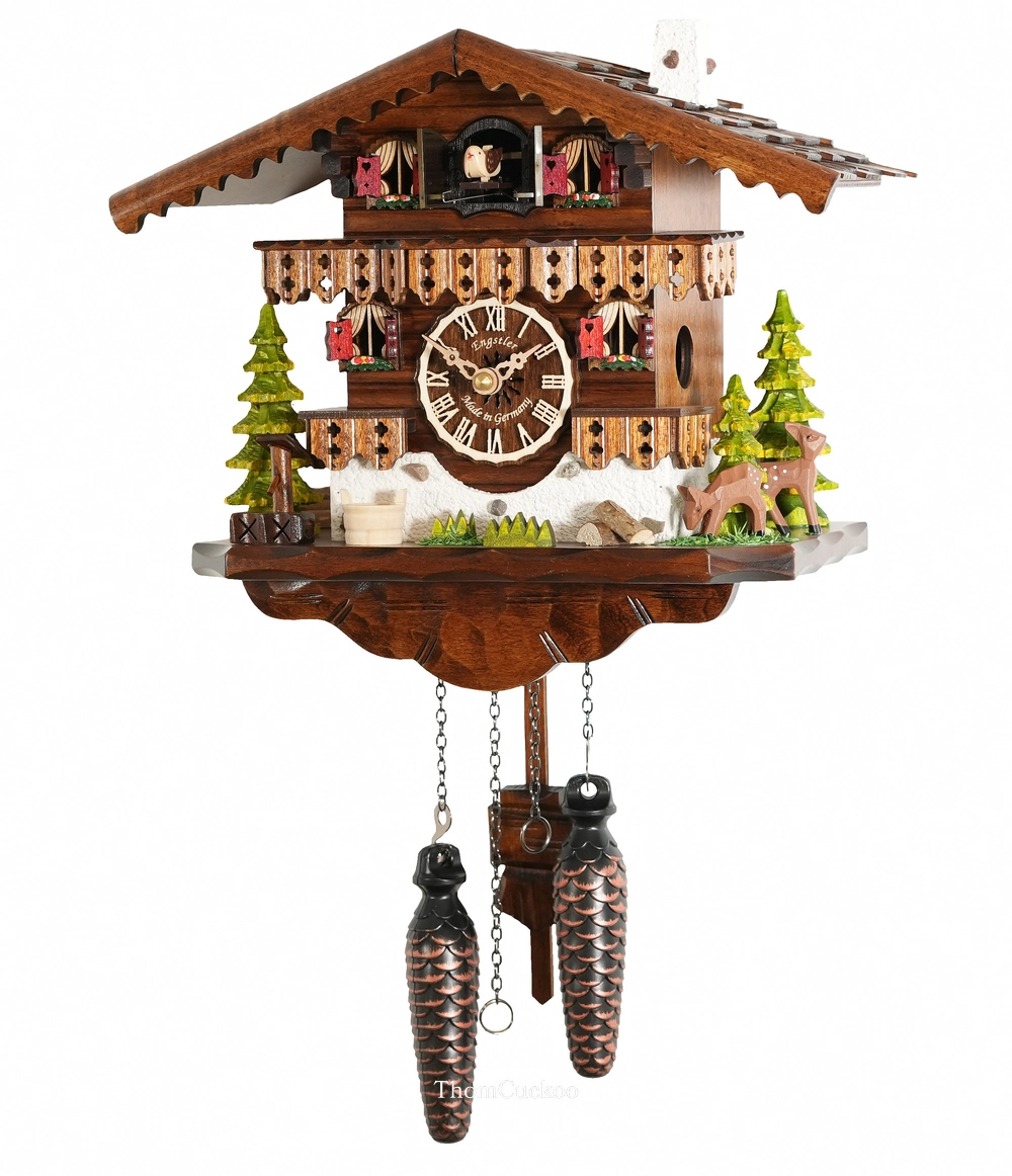 นาฬิกากุ๊กกูเยอรมัน Black Forest Germany ระบบ Quartz พร้อมเสียงดนตรี บ้านไม้สไตล์ Black Forest รหัสสินค้า 0127
