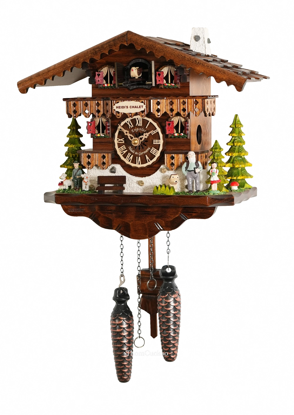 นาฬิกากุ๊กกูเยอรมัน Black Forest Germany ระบบ Quartz พร้อมเสียงดนตรี บ้านไม้สไตล์ Black Forest รหัสสินค้า 0128