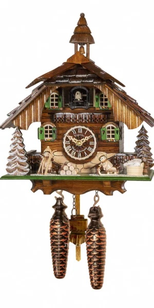 นาฬิกากุ๊กกูเยอรมัน Black Forest Germany ระบบ Quartz พร้อมเสียงดนตรี บ้านไม้สไตล์ Black Forest รหัสสินค้า 0131