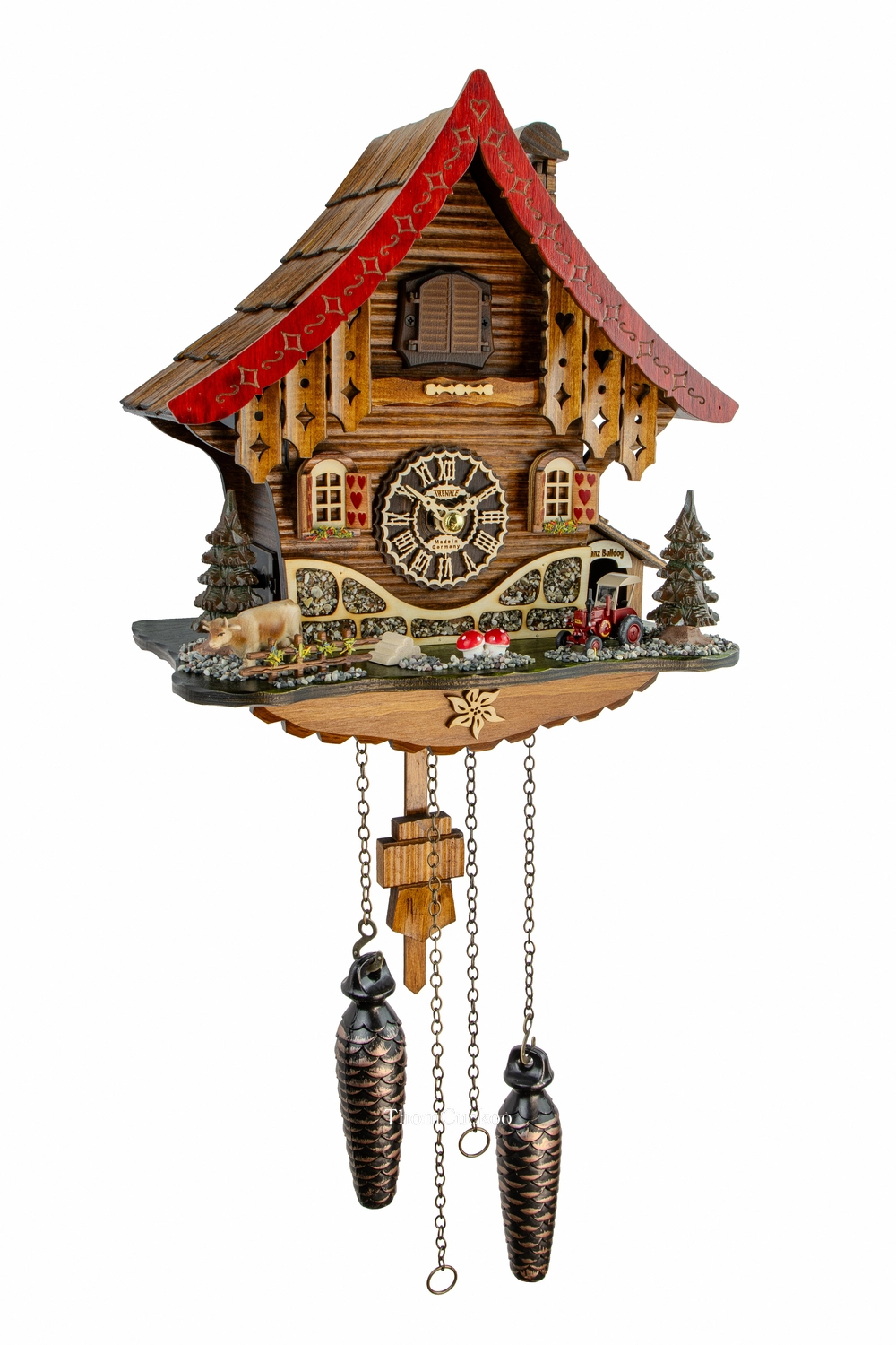 นาฬิกากุ๊กกูเยอรมัน Black Forest Germany ระบบ Quartz พร้อมเสียงดนตรี บ้านไม้สไตล์ Black Forest รหัสสินค้า 0133