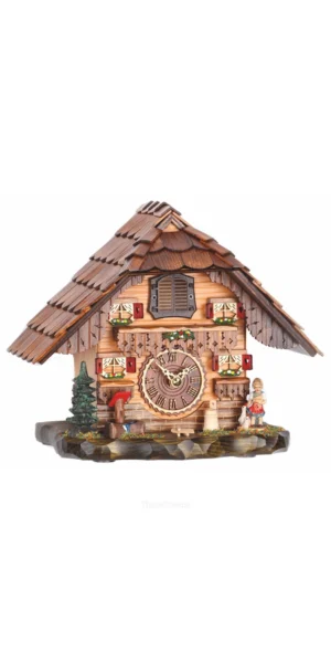 นาฬิกากุ๊กกูเยอรมัน Black Forest Germany ระบบ Quartz พร้อมเสียงดนตรี บ้านไม้สไตล์ Black Forest รหัสสินค้า 0144