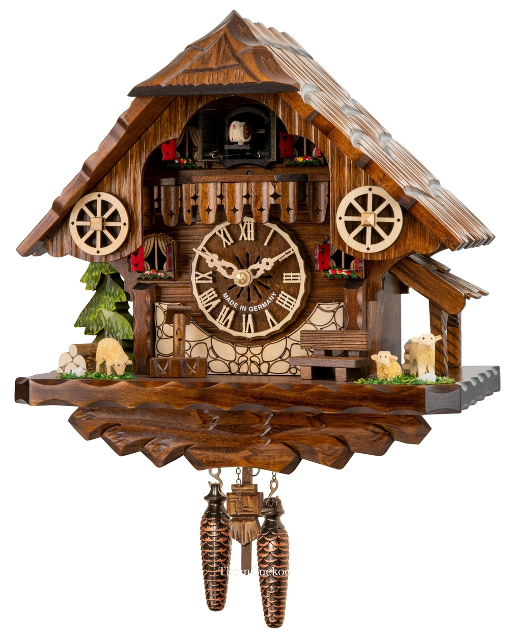 นาฬิกากุ๊กกูเยอรมัน Black Forest Germany ระบบ Quartz พร้อมเสียงดนตรี บ้านไม้สไตล์ Black Forest รหัสสินค้า 0150