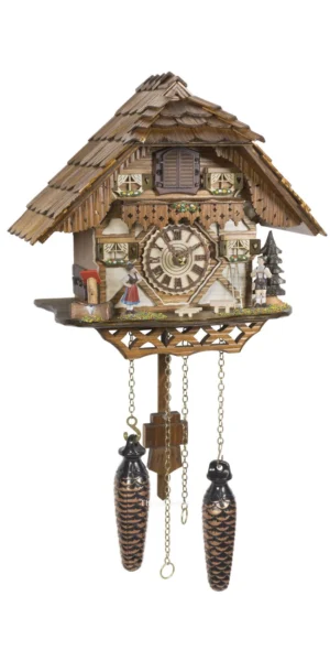 นาฬิกากุ๊กกูเยอรมัน Black Forest Germany ระบบ Quartz พร้อมเสียงดนตรี บ้านไม้สไตล์ Black Forest รหัสสินค้า 0158