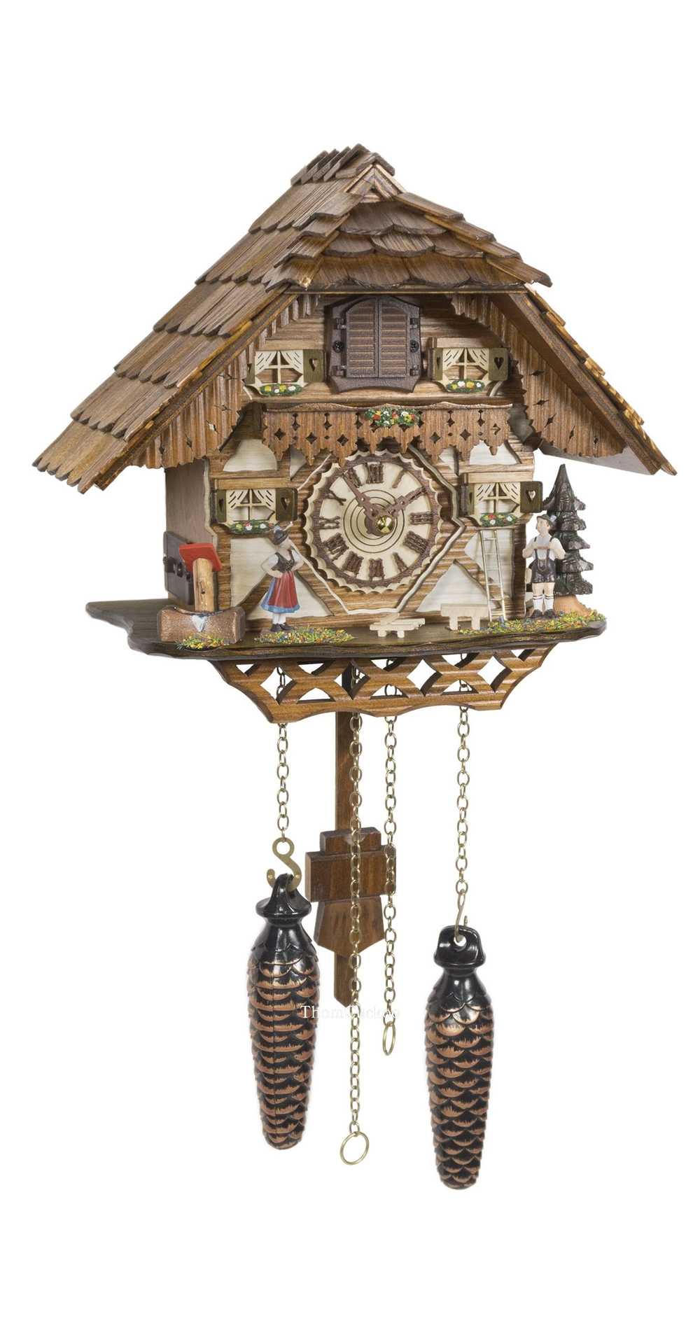 นาฬิกากุ๊กกูเยอรมัน Black Forest Germany ระบบ Quartz พร้อมเสียงดนตรี บ้านไม้สไตล์ Black Forest รหัสสินค้า 0158