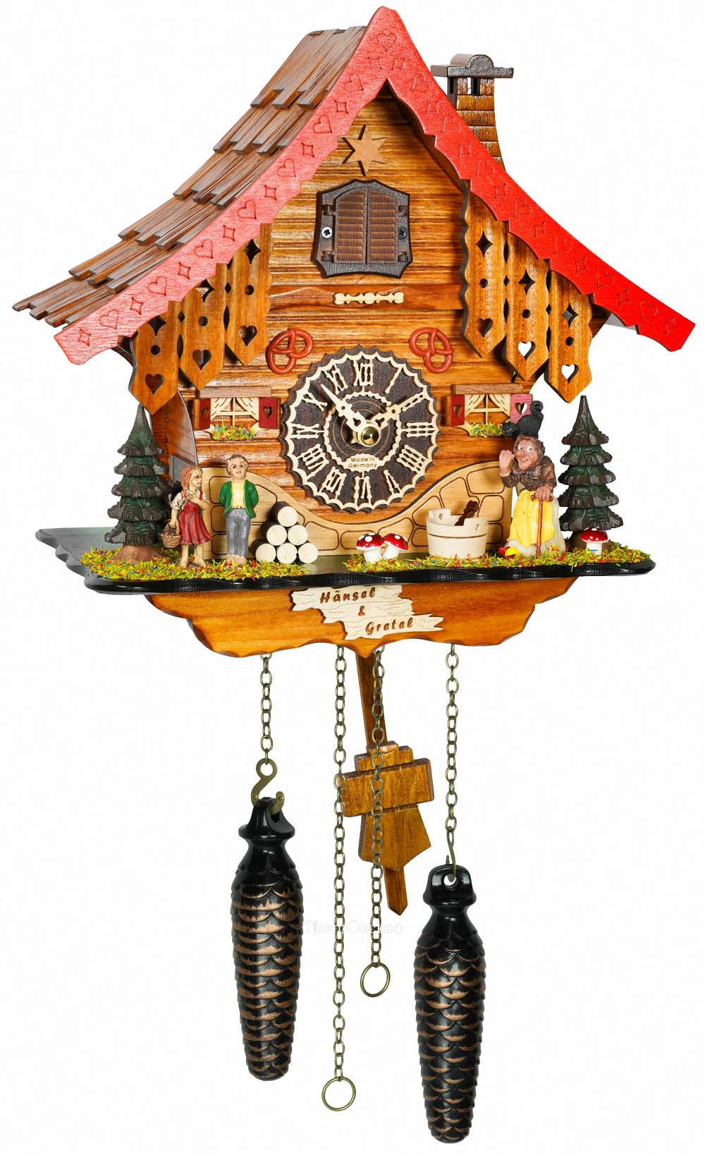 นาฬิกากุ๊กกูเยอรมัน Black Forest Germany ระบบ Quartz พร้อมเสียงดนตรี บ้านไม้สไตล์ Black Forest รหัสสินค้า 0165