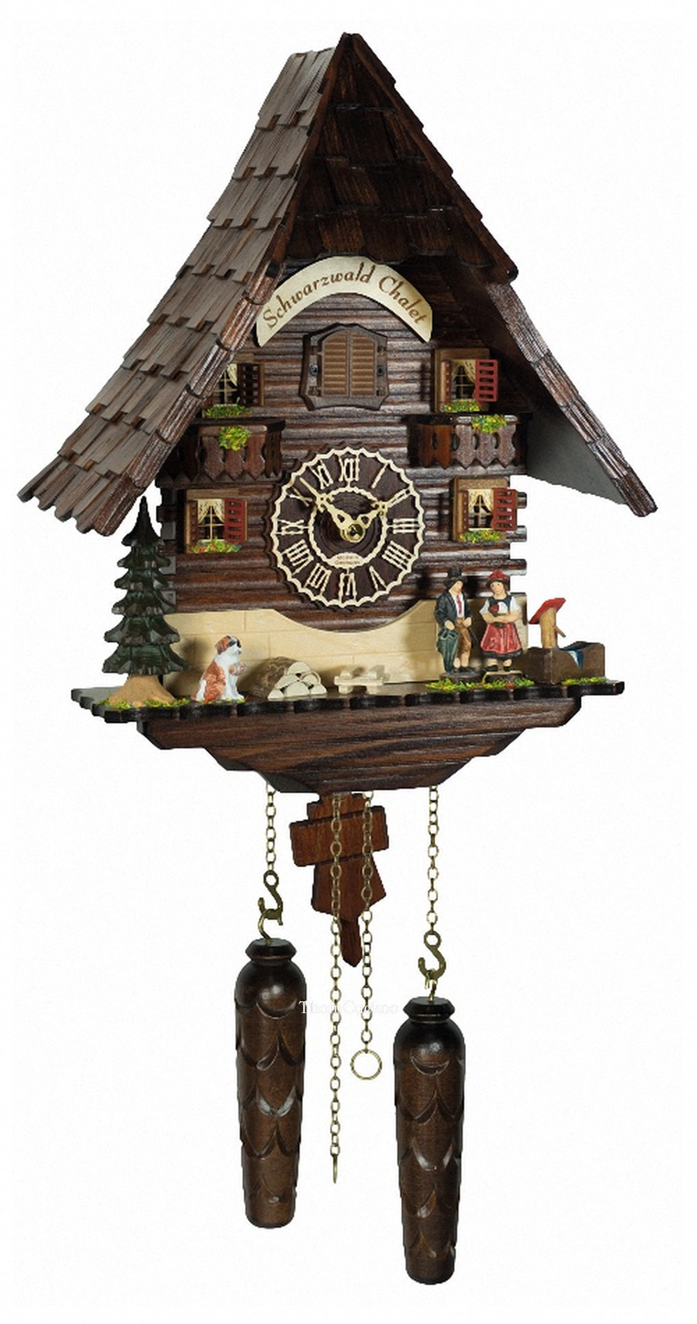 นาฬิกากุ๊กกูเยอรมัน Black Forest Germany ระบบ Quartz พร้อมเสียงดนตรี บ้านไม้สไตล์ Black Forest รหัสสินค้า 0180