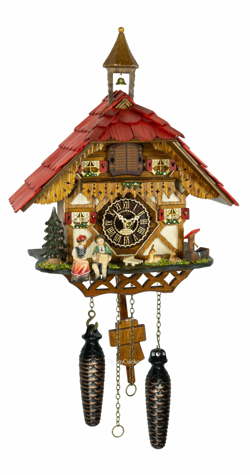 นาฬิกากุ๊กกูเยอรมัน Black Forest Germany ระบบ Quartz พร้อมเสียงดนตรี บ้านไม้สไตล์ Black Forest รหัสสินค้า 0181