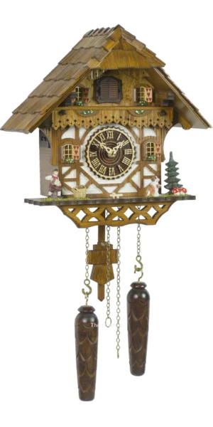 นาฬิกากุ๊กกูเยอรมัน Black Forest Germany ระบบ Quartz พร้อมเสียงดนตรี บ้านไม้สไตล์ Black Forest รหัสสินค้า 0182