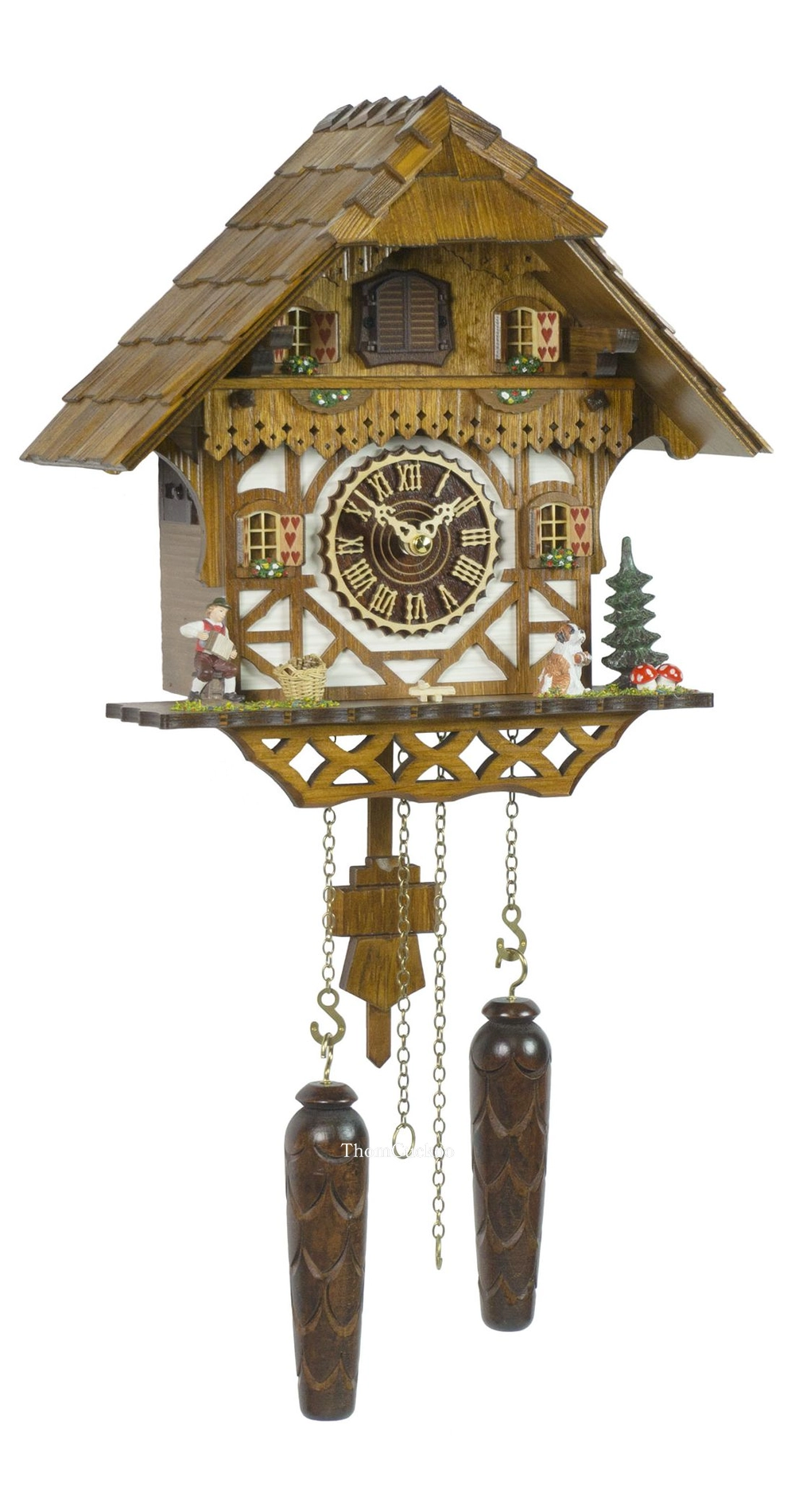 นาฬิกากุ๊กกูเยอรมัน Black Forest Germany ระบบ Quartz พร้อมเสียงดนตรี บ้านไม้สไตล์ Black Forest รหัสสินค้า 0182