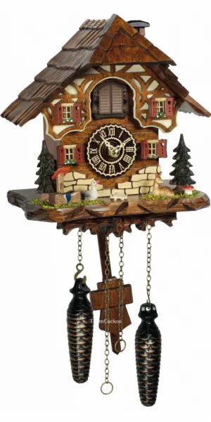 นาฬิกากุ๊กกูเยอรมัน Black Forest Germany ระบบ Quartz พร้อมเสียงดนตรี บ้านไม้สไตล์ Black Forest รหัสสินค้า 0183