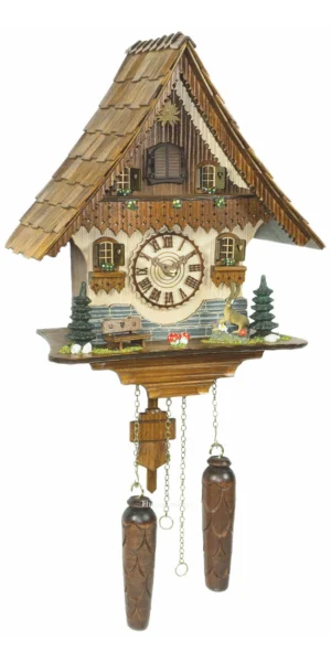 นาฬิกากุ๊กกูเยอรมัน Black Forest Germany ระบบ Quartz พร้อมเสียงดนตรี บ้านไม้สไตล์ Black Forest รหัสสินค้า 0187