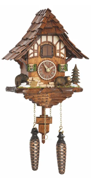 นาฬิกากุ๊กกูเยอรมัน Black Forest Germany ระบบ Quartz พร้อมเสียงดนตรี บ้านไม้สไตล์ Black Forest รหัสสินค้า 0210