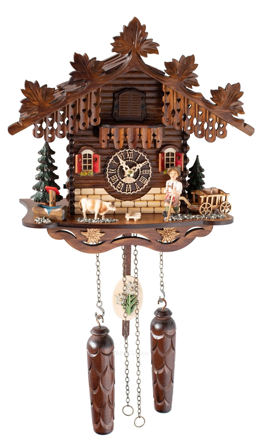 นาฬิกากุ๊กกูเยอรมัน Black Forest Germany ระบบ Quartz พร้อมเสียงดนตรี บ้านไม้สไตล์ Black Forest รหัสสินค้า 0217