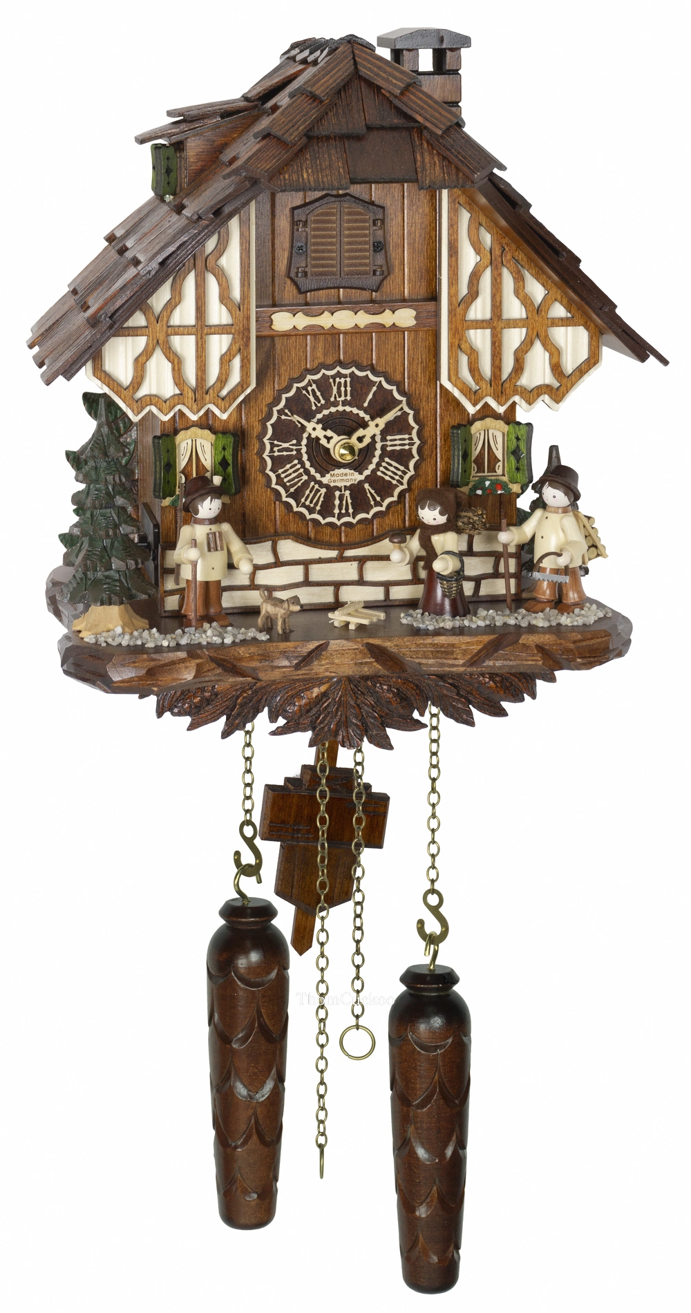นาฬิกากุ๊กกูเยอรมัน Black Forest Germany ระบบ Quartz พร้อมเสียงดนตรี บ้านไม้สไตล์ Black Forest รหัสสินค้า 0226