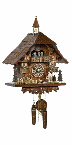 นาฬิกากุ๊กกูเยอรมัน Black Forest Germany ระบบ Quartz พร้อมเสียงดนตรี ดีไซน์คลาสสิก ตุ๊กตาเต้นระบำ รหัสสินค้า 0324