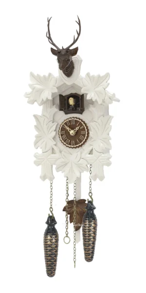 นาฬิกากุ๊กกูเยอรมัน Black Forest Germany ระบบ Quartz พร้อมเสียงดนตรี ลายกวางและสัตว์ป่าแกะสลัก ใบไม้แกะสลัก รหัสสินค้า 0063
