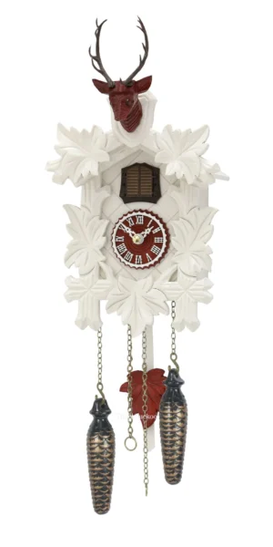นาฬิกากุ๊กกูเยอรมัน Black Forest Germany ระบบ Quartz พร้อมเสียงดนตรี ลายกวางและสัตว์ป่าแกะสลัก ใบไม้แกะสลัก รหัสสินค้า 0064