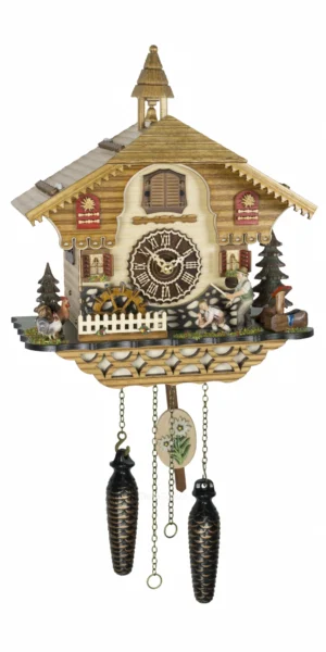 นาฬิกากุ๊กกูเยอรมัน Black Forest Germany ระบบ Quartz พร้อมเสียงดนตรี บ้านฟาร์มยุโรป กังหันน้ำหมุนได้ รหัสสินค้า 0188