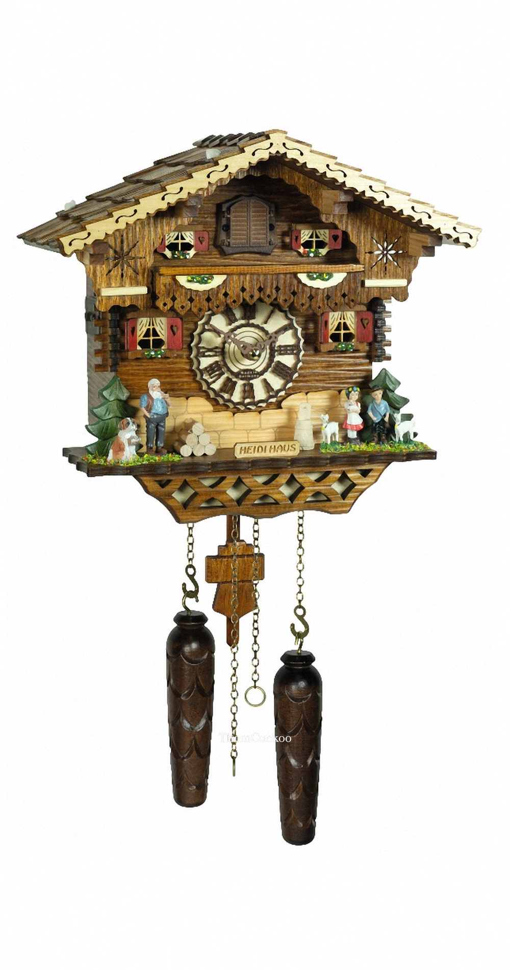 นาฬิกากุ๊กกูเยอรมัน Black Forest Germany ระบบ Quartz พร้อมเสียงดนตรี บ้าน Heidi สไตล์ยุโรป งานเพ้นท์มือ รหัสสินค้า 0185