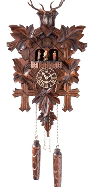 นาฬิกากุ๊กกูเยอรมัน Black Forest Germany ระบบ Quartz พร้อมเสียงดนตรี ธีมล่าสัตว์ ตุ๊กตาเต้นระบำ รหัสสินค้า 0219