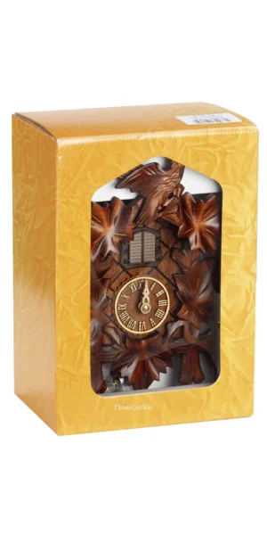 นาฬิกากุ๊กกูเยอรมัน Black Forest Germany ระบบ Quartz พร้อมเสียงดนตรี ลายใบไม้และนกแกะสลัก แพ็กกล่องของขวัญ รหัสสินค้า 0015