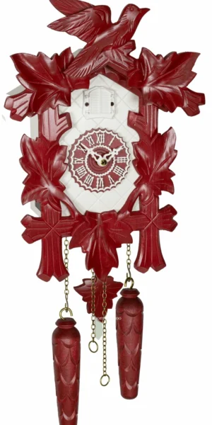 นาฬิกากุ๊กกูเยอรมัน Black Forest Germany ระบบ Quartz พร้อมเสียงดนตรี ลายใบไม้และนกแกะสลัก รหัสสินค้า 0103