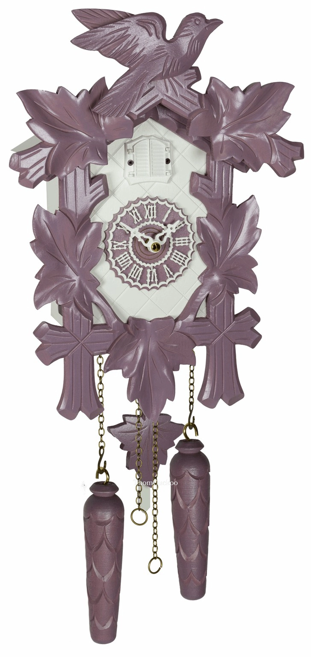 นาฬิกากุ๊กกูเยอรมัน Black Forest Germany ระบบ Quartz พร้อมเสียงดนตรี ลายใบไม้และนกแกะสลัก รหัสสินค้า 0106