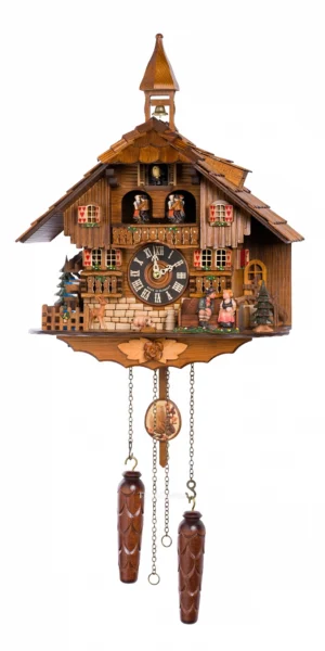 นาฬิกากุ๊กกูเยอรมัน Black Forest Germany ระบบ Quartz พร้อมเสียงดนตรี ธีมคู่รักโรแมนติก กังหันน้ำหมุนได้ รหัสสินค้า 0338