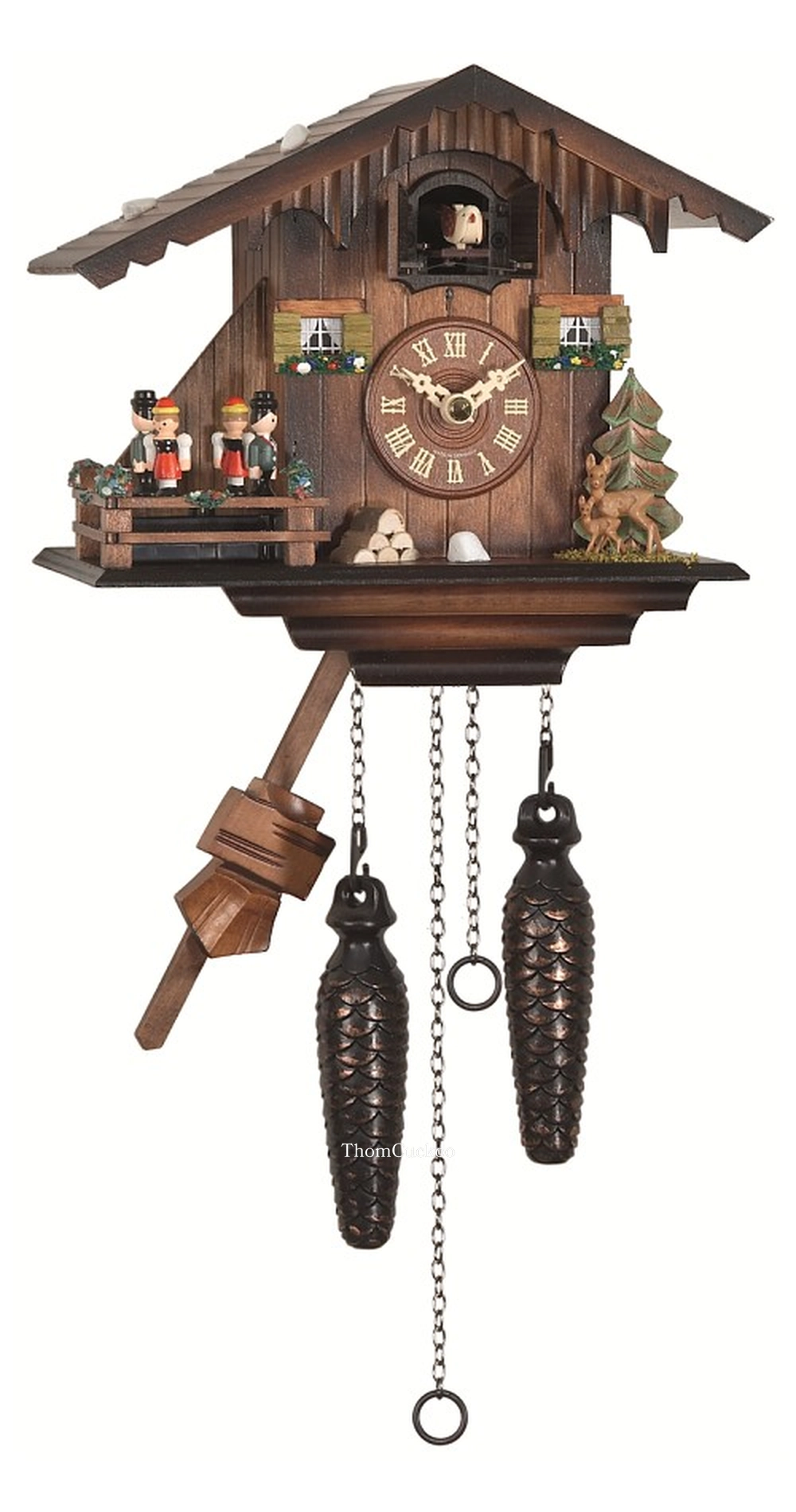 นาฬิกากุ๊กกูเยอรมัน Black Forest Germany ระบบ Quartz พร้อมเสียงดนตรี บ้าน Swiss Chalet ตุ๊กตาเต้นระบำ รหัสสินค้า 0048