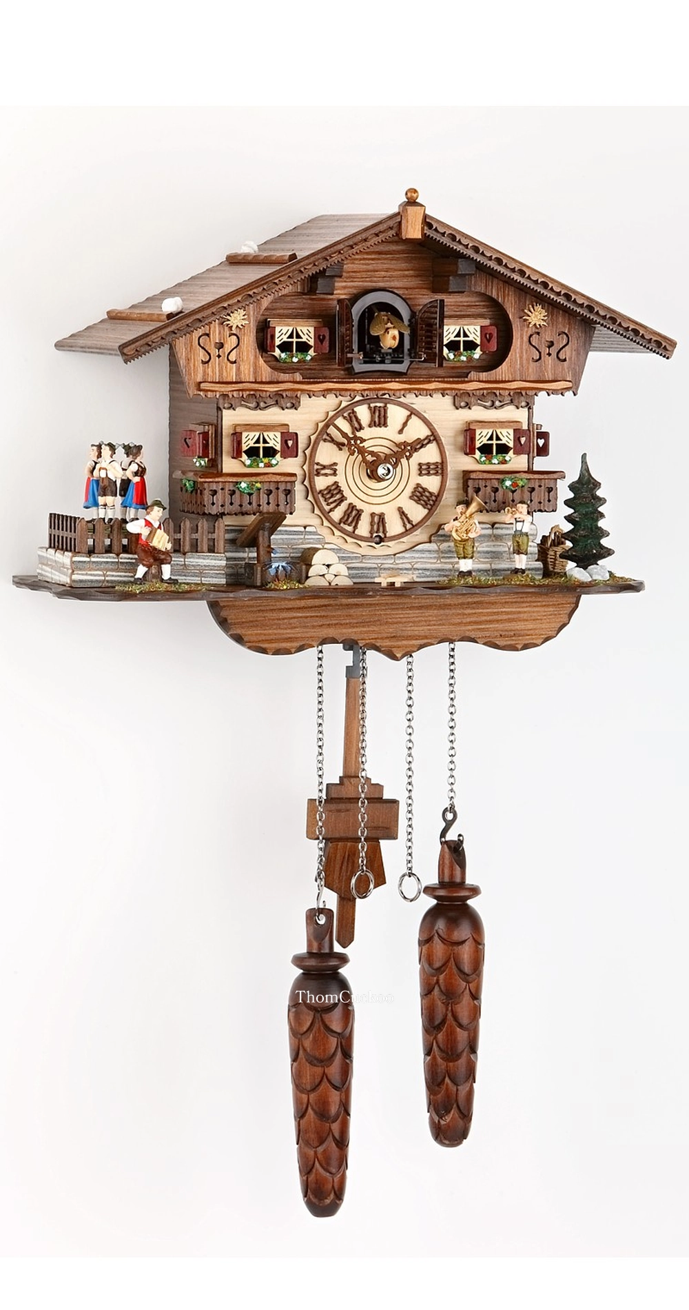 นาฬิกากุ๊กกูเยอรมัน Black Forest Germany ระบบ Quartz พร้อมเสียงดนตรี บ้าน Swiss Chalet ตุ๊กตาเต้นระบำ รหัสสินค้า 0190