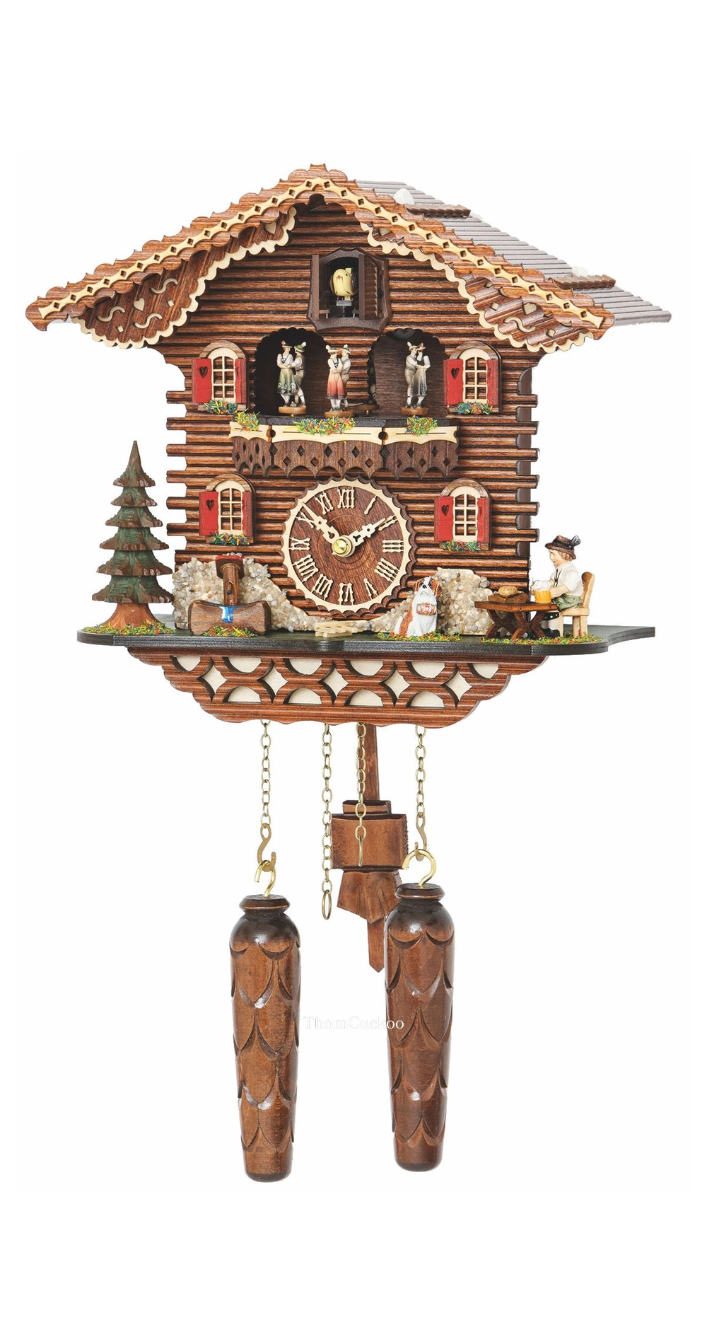 นาฬิกากุ๊กกูเยอรมัน Black Forest Germany ระบบ Quartz พร้อมเสียงดนตรี บ้าน Swiss Chalet ตุ๊กตาเต้นระบำ รหัสสินค้า 0211