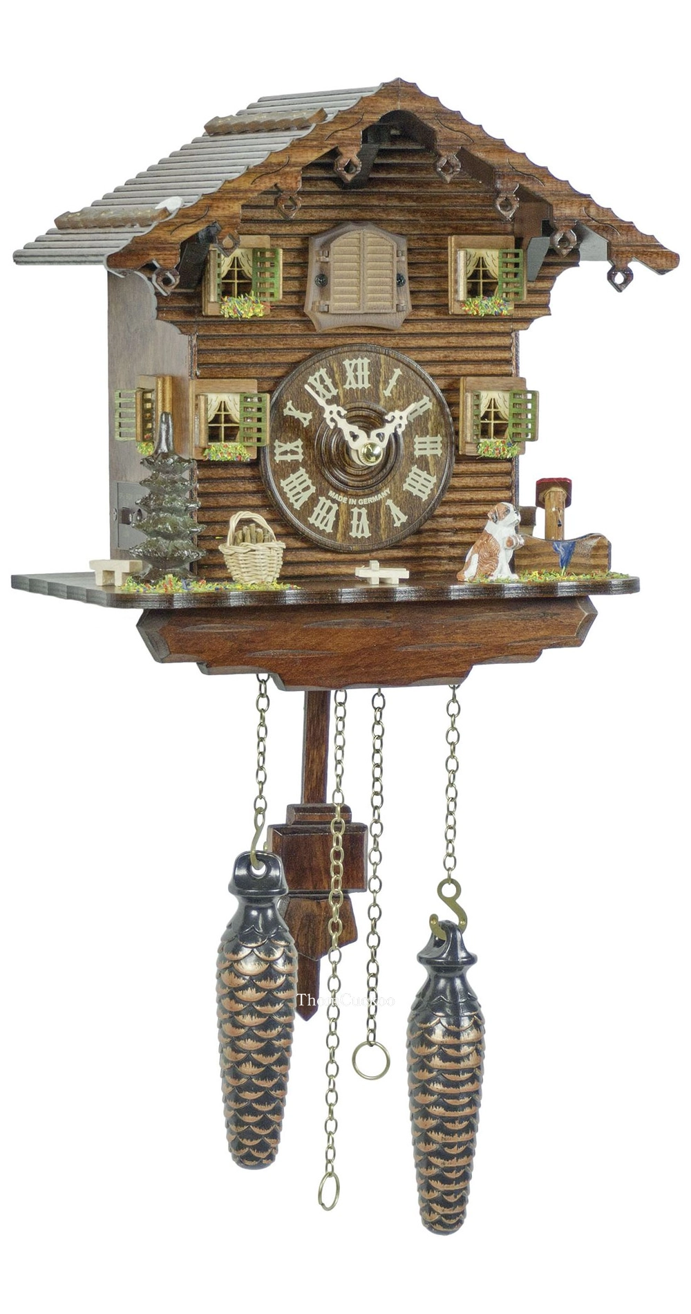 นาฬิกากุ๊กกูเยอรมัน Black Forest Germany ระบบ Quartz พร้อมเสียงดนตรี บ้าน Swiss Chalet รหัสสินค้า 0032