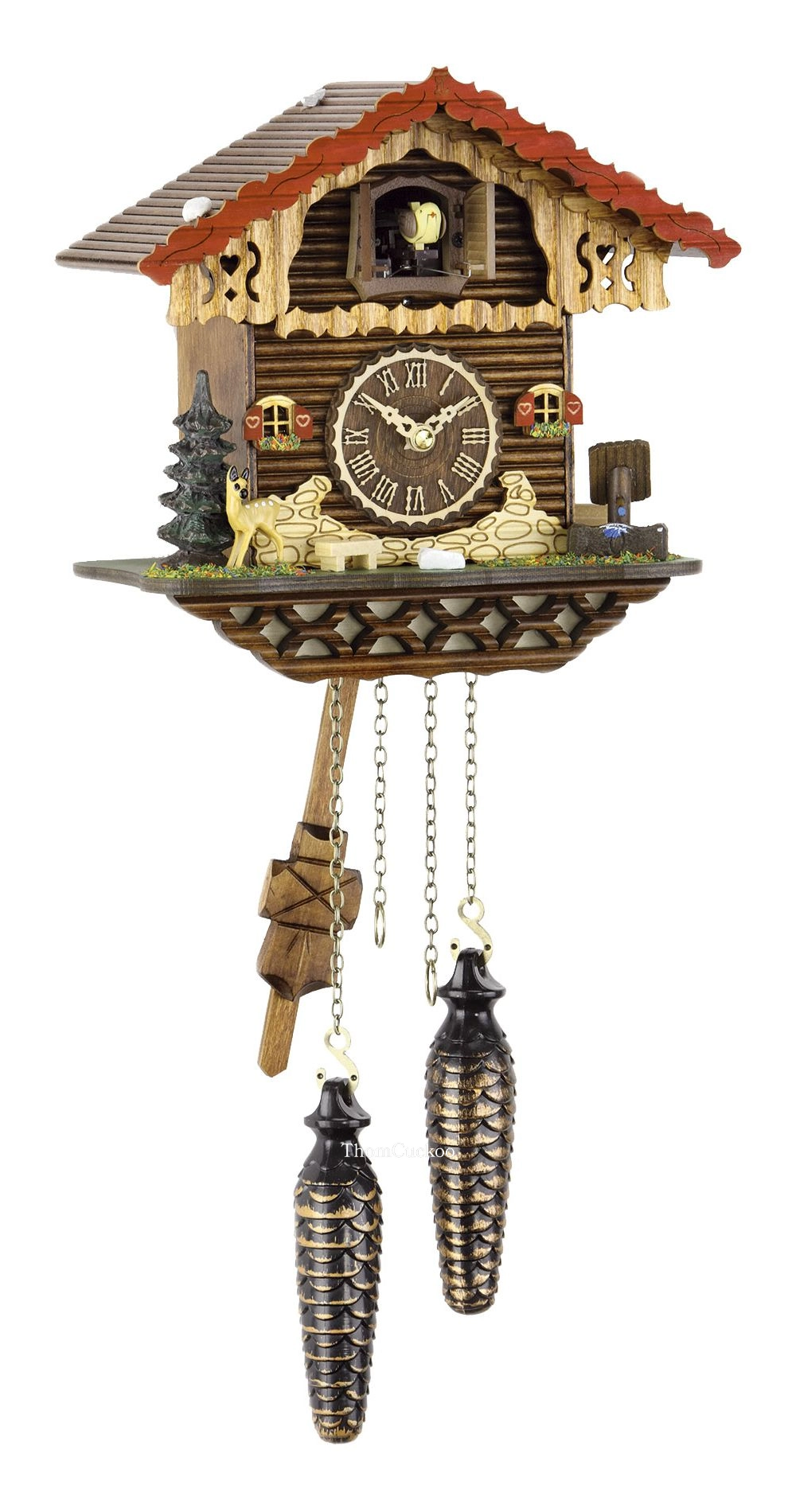 นาฬิกากุ๊กกูเยอรมัน Black Forest Germany ระบบ Quartz พร้อมเสียงดนตรี บ้าน Swiss Chalet รหัสสินค้า 0035