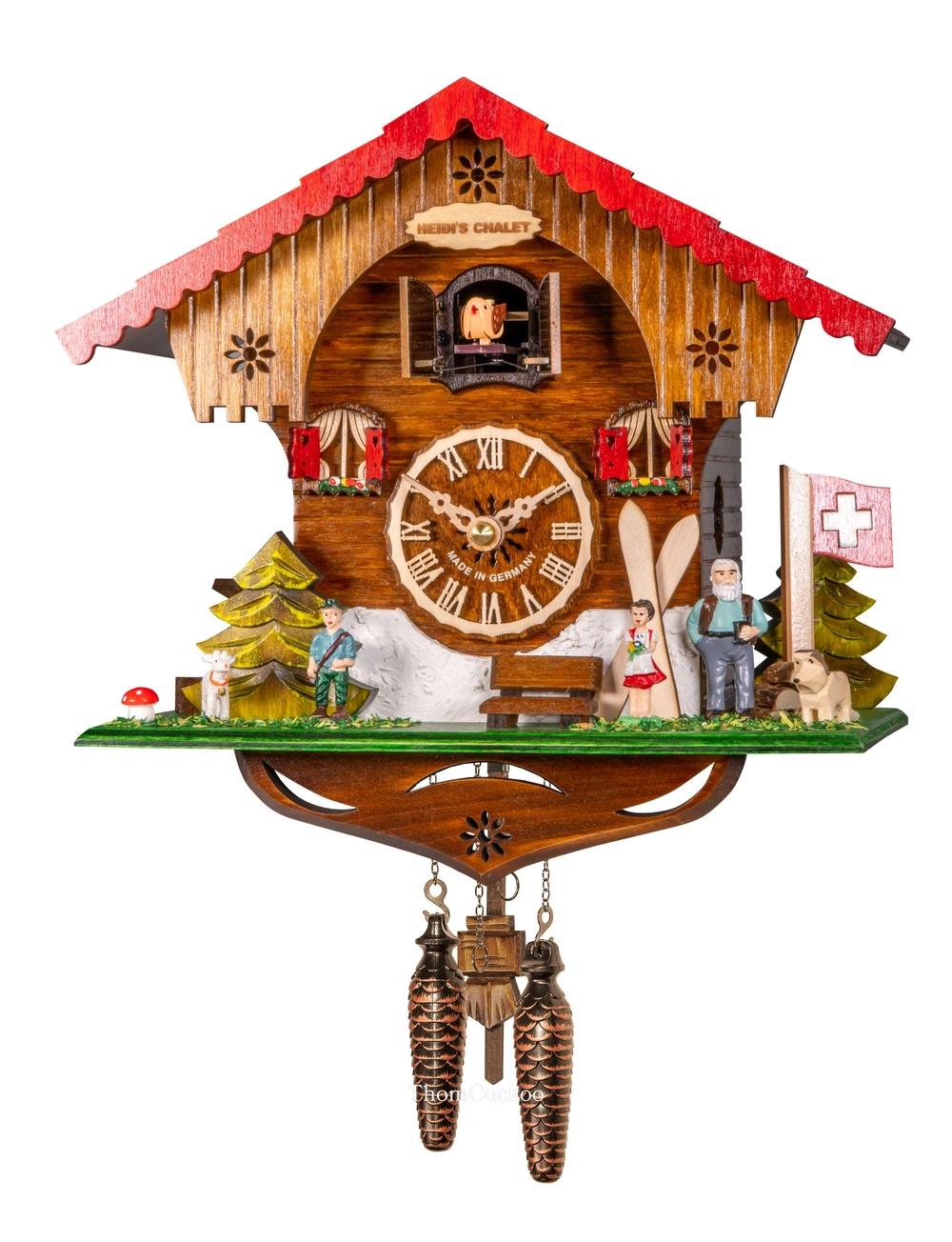 นาฬิกากุ๊กกูเยอรมัน Black Forest Germany ระบบ Quartz พร้อมเสียงดนตรี บ้าน Swiss Chalet รหัสสินค้า 0050