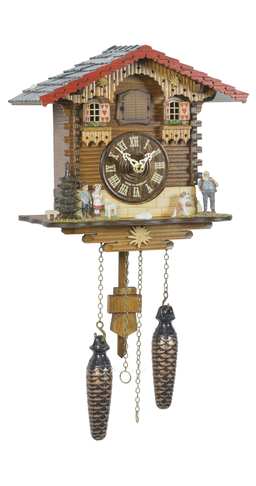 นาฬิกากุ๊กกูเยอรมัน Black Forest Germany ระบบ Quartz พร้อมเสียงดนตรี บ้าน Swiss Chalet รหัสสินค้า 0082