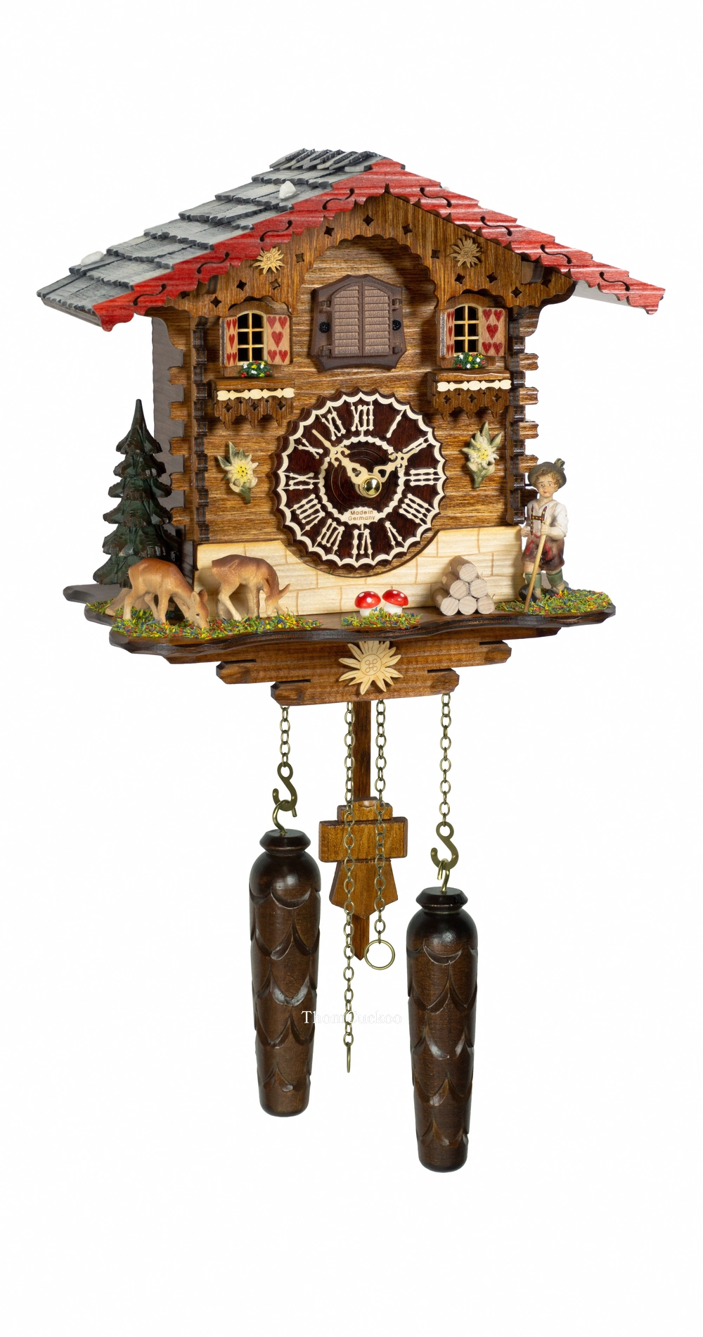 นาฬิกากุ๊กกูเยอรมัน Black Forest Germany ระบบ Quartz พร้อมเสียงดนตรี บ้าน Swiss Chalet รหัสสินค้า 0140