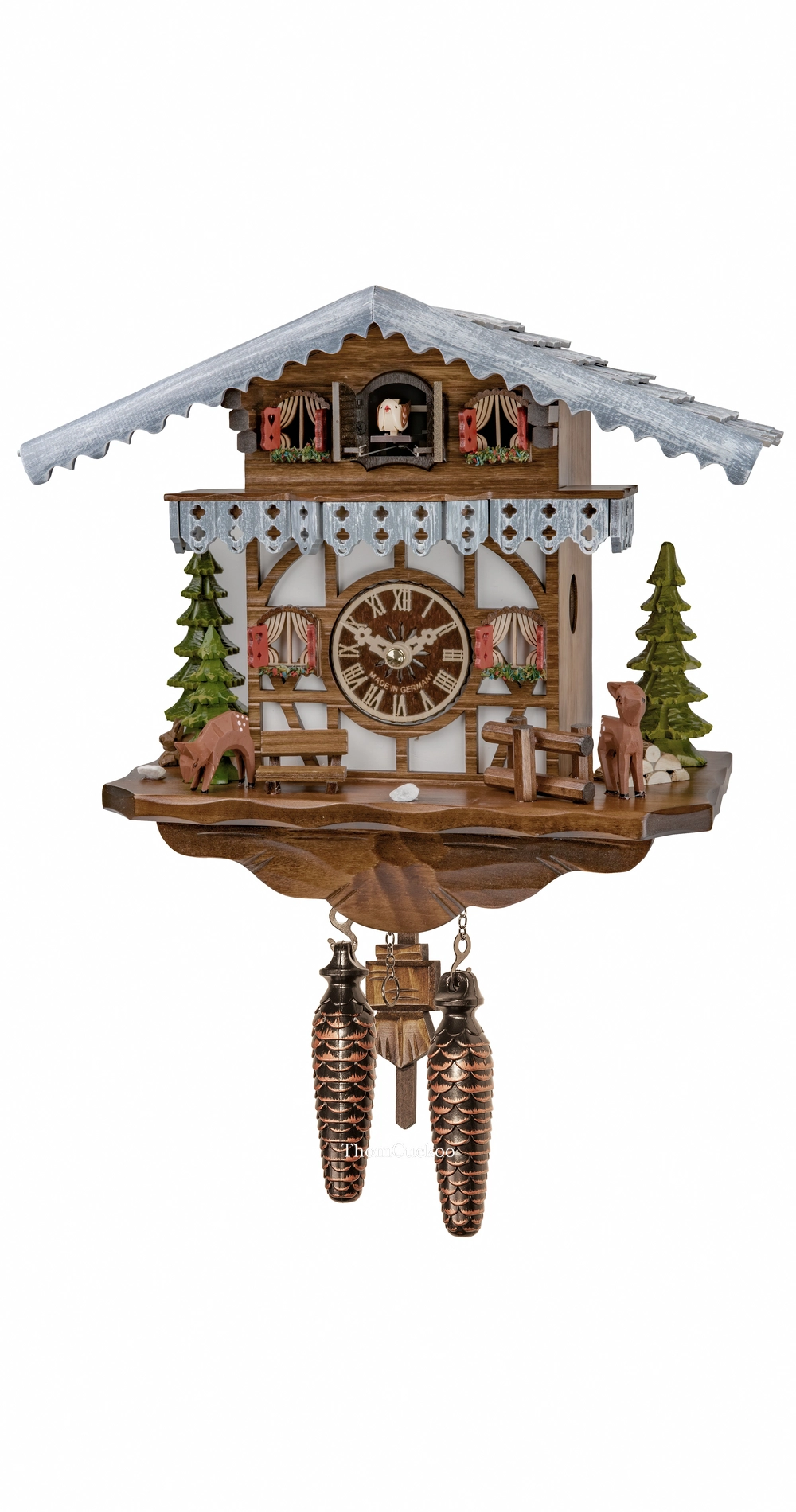 นาฬิกากุ๊กกูเยอรมัน Black Forest Germany ระบบ Quartz พร้อมเสียงดนตรี บ้าน Swiss Chalet รหัสสินค้า 0156