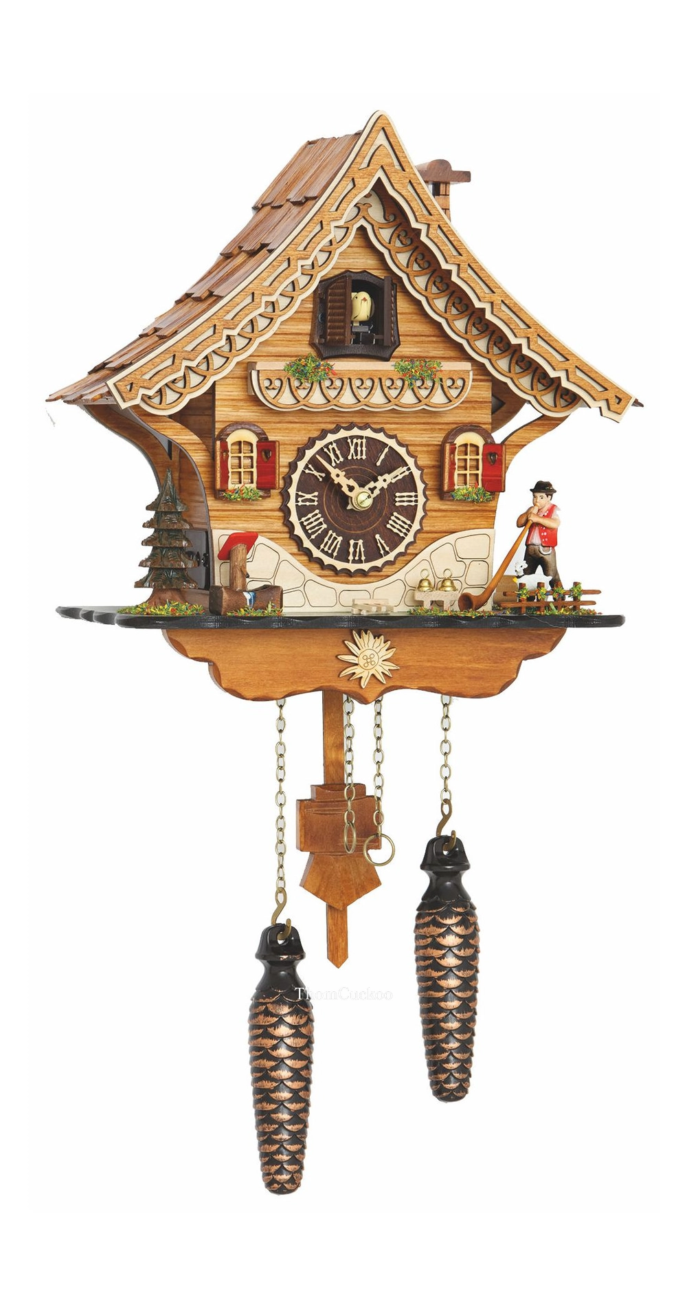 นาฬิกากุ๊กกูเยอรมัน Black Forest Germany ระบบ Quartz พร้อมเสียงดนตรี บ้าน Swiss Chalet รหัสสินค้า 0170